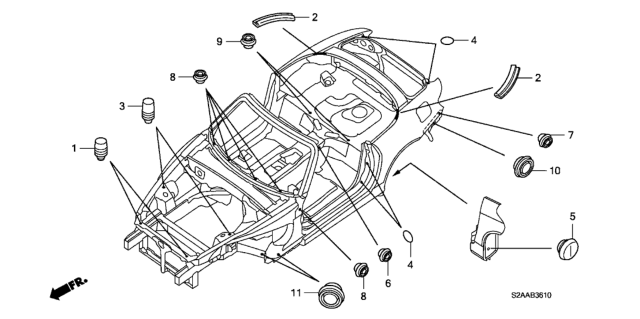 2009 Honda S2000 Grommet (Upper) Diagram