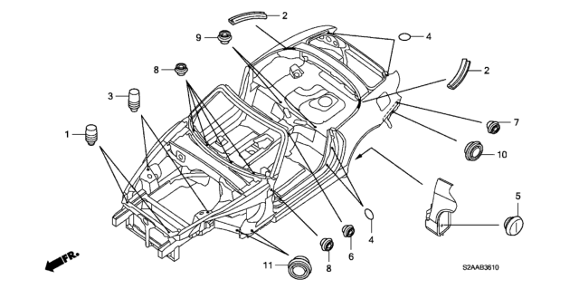 2008 Honda S2000 2 Door CR (WITH AC) KA 6MT Grommet (Upper) Diagram
