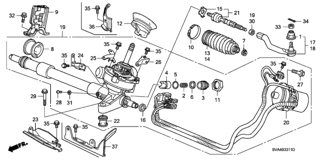 2007 Honda Civic Dust Seal, Tie Rod Diagram for 53534-SNA-A01