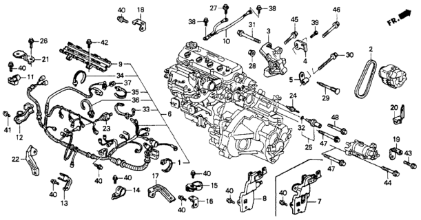 1990 Honda Accord Engine Sub Cord - Clamp Diagram