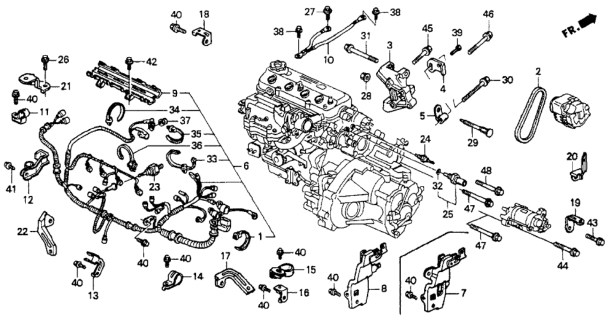 1990 Honda Accord Holder, Harness Diagram for 32127-PT2-000