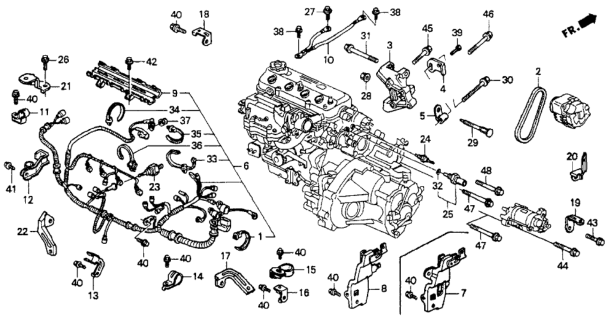 1990 Honda Accord Clamp B, Engine Wire Harness Diagram for 32742-PT2-000