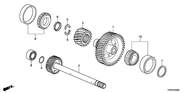 2018 Honda Accord Hybrid Countershaft Diagram for 23220-6D3-000