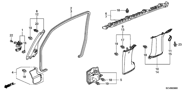 2011 Honda Element Pillar Garnish Diagram