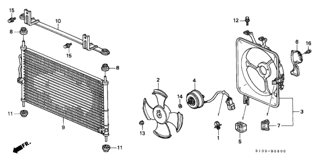 1999 Honda CR-V 5 Door LX (4WD) KA 5MT A/C Condenser Diagram