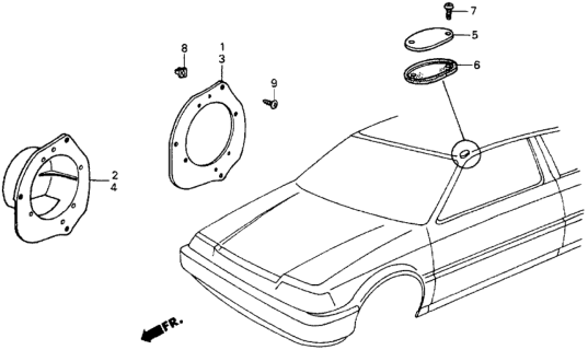 1987 Honda CRX Bracket, R. Door Speaker Diagram for 39122-SB2-980