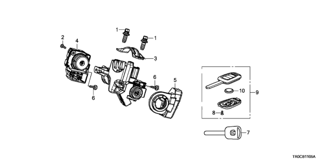 2014 Honda Civic Key Cylinder Components Diagram