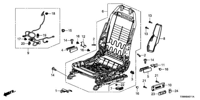 2021 Honda Insight Cord Power Seat L,F Diagram for 81606-TBA-A71