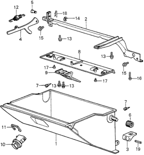 1982 Honda Prelude Glove Box Components Diagram