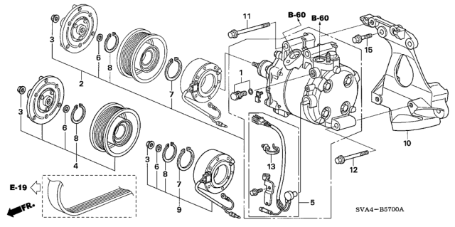 2008 Honda Civic Clutch Set, Compressor Diagram for 38900-RNC-Z51