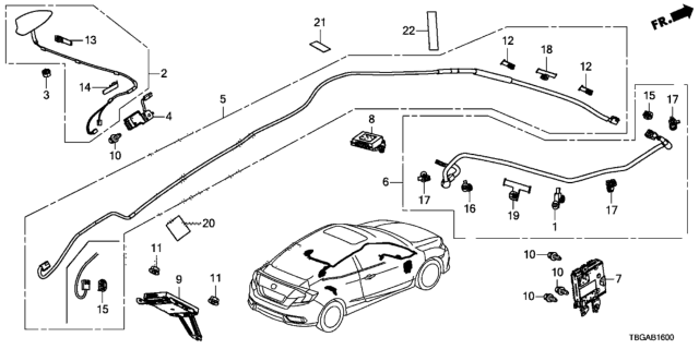 2020 Honda Civic Antenna, Radio (Lunar Silver Metallic) Diagram for 39150-TBG-A01ZB