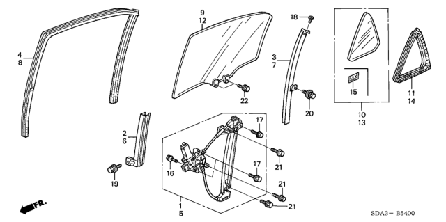 2006 Honda Accord Rear Door Windows Diagram