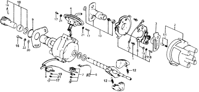 1978 Honda Accord Contact Set Diagram for 30105-679-005