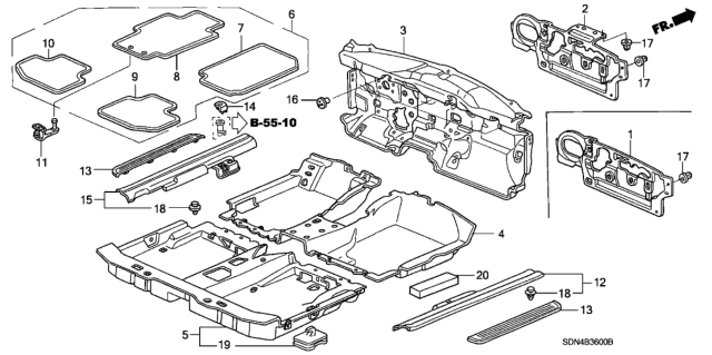 2003 Honda Accord Carpet, FR. Floor *NH167L* (GRAPHITE BLACK) Diagram for 83301-SDN-A11ZA