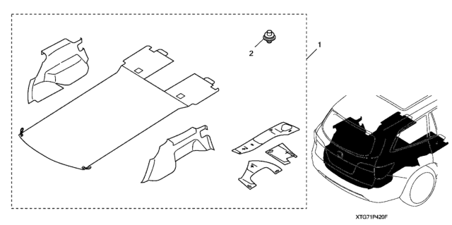 2021 Honda Pilot 5 Door ELITE (AWD) KA 9AT Cargo Liner (Captain Chair) Diagram