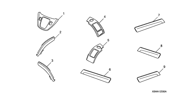 2009 Honda CR-V 5 Door EX-L (4WD) KA 5AT Interior Panel (Wood Look) (AT SW Type) Diagram