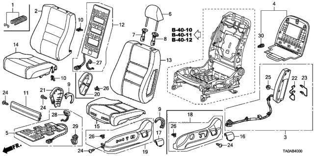 2012 Honda Accord Guide, Headrest *NH597L* (DARK ATLAS GRAY) Diagram for 81143-TF0-G01ZD