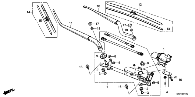 2014 Honda Accord Hybrid Front Windshield Wiper Diagram