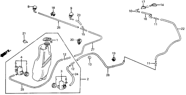 1985 Honda Civic 5 Door DX KA 5MT Windshield Washer Diagram