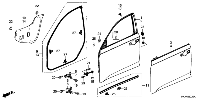 2020 Honda Accord Hybrid Front Door Panels Diagram