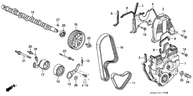 1994 Honda Accord Camshaft - Timing Belt Cover Diagram