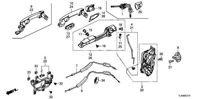 2019 Honda CR-V Front Door Locks - Outer Handle Diagram