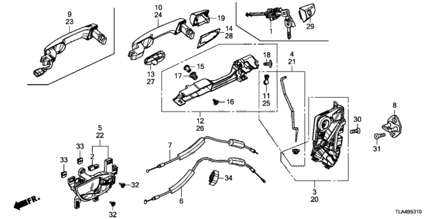 2020 Honda CR-V Front Door Locks - Outer Handle Diagram