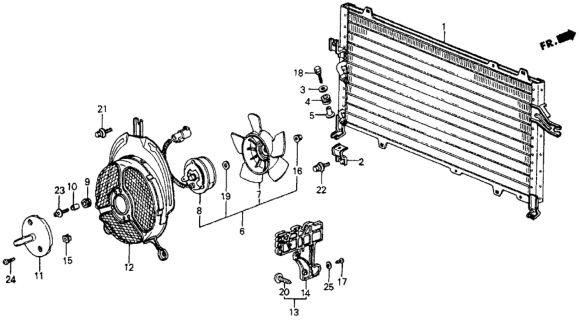 1987 Honda CRX 2 Door DX KA 5MT A/C Condenser (Keihin) Diagram