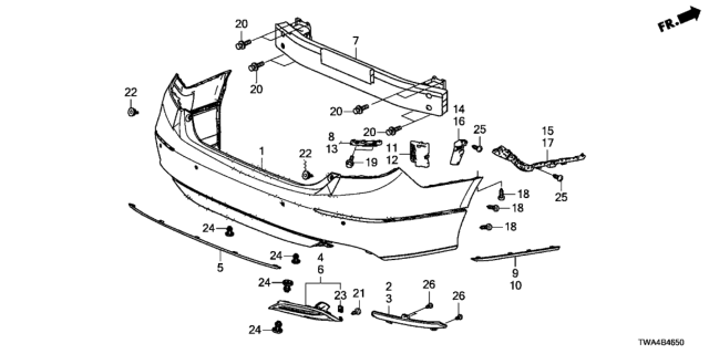 2018 Honda Accord Hybrid Rear Bumper Diagram