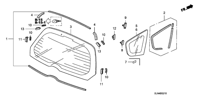 2008 Honda Fit 5 Door BASE KA 5MT Rear Windshield - Quarter Glass Diagram