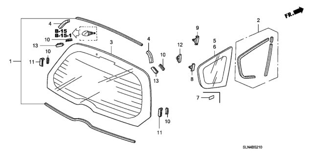 2008 Honda Fit Rear Windshield - Quarter Glass Diagram