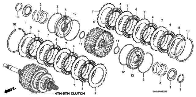 2011 Honda CR-V 5 Door LX (2WD) KA 5AT AT Clutch (4th-5th) Diagram