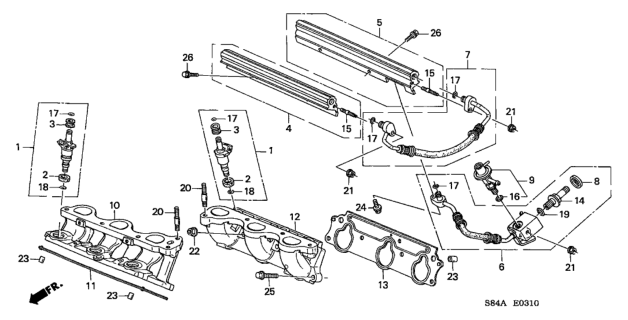 2002 Honda Accord Fuel Injector (V6) Diagram