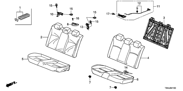 2018 Honda Civic Pad Complete, Rear Back Diagram for 82127-TBA-A21