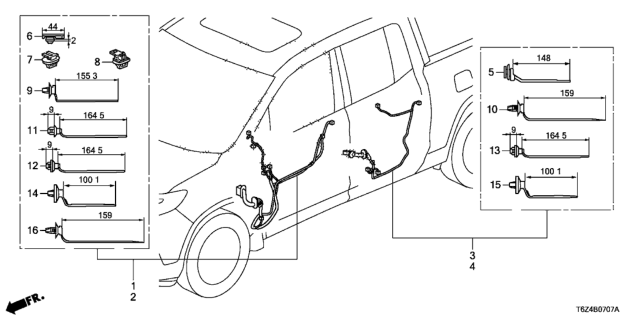 2019 Honda Ridgeline Wire Harness, R. RR. Door Diagram for 32753-T6Z-A00