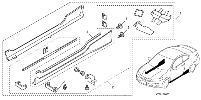 2014 Honda Accord 2 Door EX KA CVT Side Underbody Spoiler Diagram