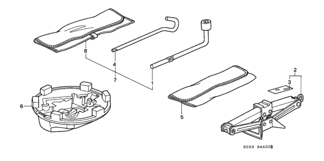 1998 Honda Civic 3 Door CX KA 4AT Tools - Jack Diagram