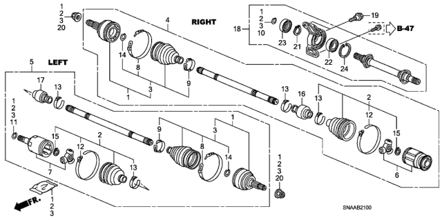 2009 Honda Civic Driveshaft - Half Shaft (1.8L) Diagram