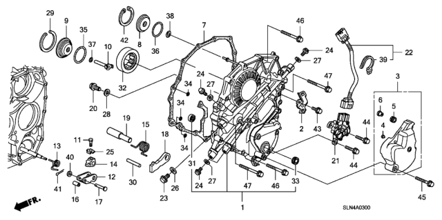 2008 Honda Fit 5 Door BASE KA 5AT AT Left Side Cover Diagram