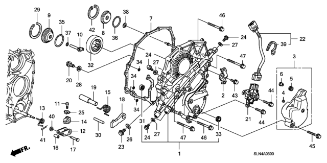 2007 Honda Fit AT Left Side Cover Diagram