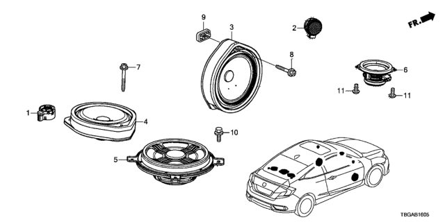 2020 Honda Civic Speaker Assembly (12Cm) (Normal) (Foster) Diagram for 39120-TDE-J01