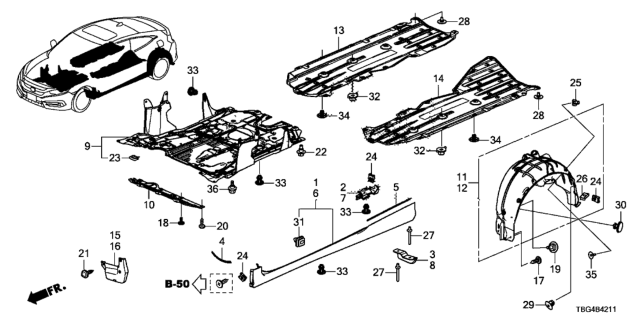 2016 Honda Civic Under Cover Diagram