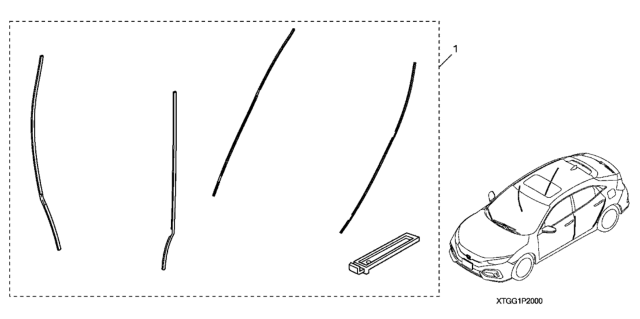 2020 Honda Civic 5 Door LX (HONDA SENSING) KA CVT Door Edge Guard Diagram