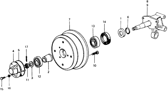 1979 Honda Civic 3 Door ** (1200) ** 4MT Rear Brake Drum Diagram