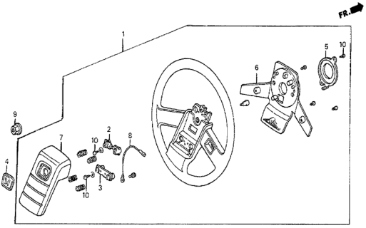 1986 Honda Prelude 2 Door DX KA 5MT Steering Wheel Diagram 2