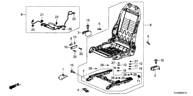 2021 Honda CR-V Front Seat Components (Passenger Side) (Power Seat) Diagram