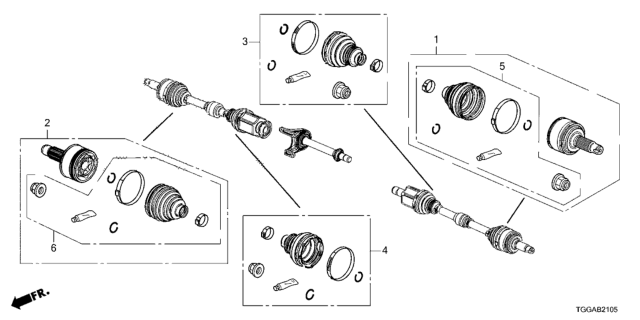 2021 Honda Civic Front Driveshaft Set Short Parts Diagram