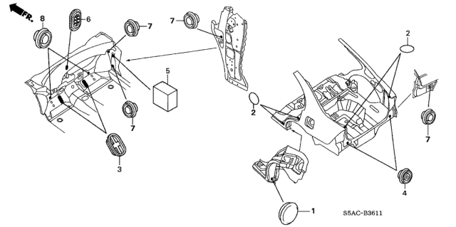 2005 Honda Civic Grommet (Rear) Diagram