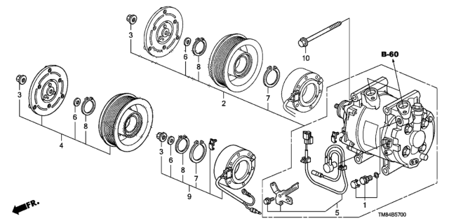 2011 Honda Insight A/C Compressor Diagram