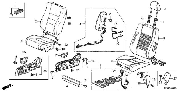 2010 Honda Crosstour Cover, Right Front Seat Cushion Trim (Graphite Black) (Leather) Diagram for 81131-TP6-A11ZA